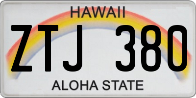 HI license plate ZTJ380