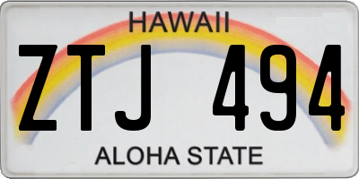 HI license plate ZTJ494