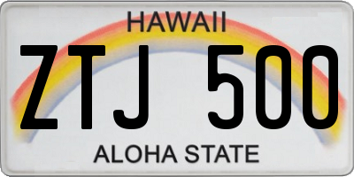 HI license plate ZTJ500