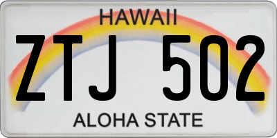 HI license plate ZTJ502