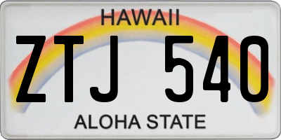 HI license plate ZTJ540