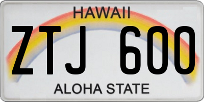 HI license plate ZTJ600