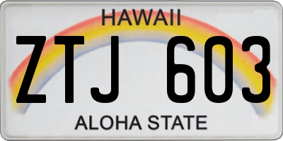 HI license plate ZTJ603