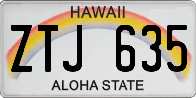 HI license plate ZTJ635