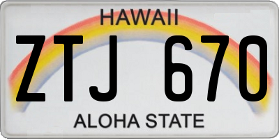HI license plate ZTJ670