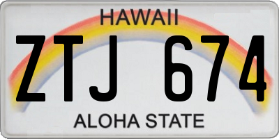 HI license plate ZTJ674
