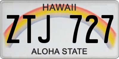 HI license plate ZTJ727