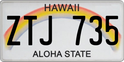 HI license plate ZTJ735