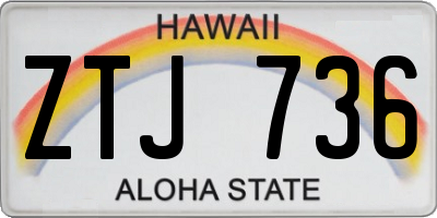 HI license plate ZTJ736
