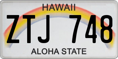 HI license plate ZTJ748