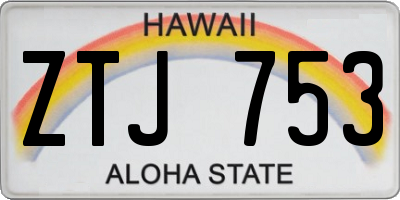 HI license plate ZTJ753