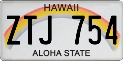 HI license plate ZTJ754