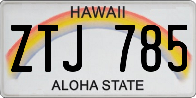 HI license plate ZTJ785