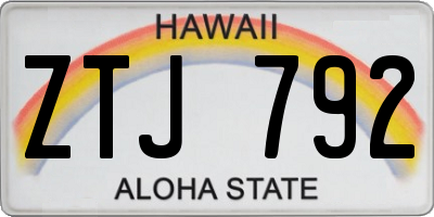 HI license plate ZTJ792