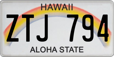 HI license plate ZTJ794