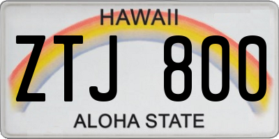 HI license plate ZTJ800