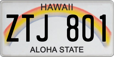 HI license plate ZTJ801