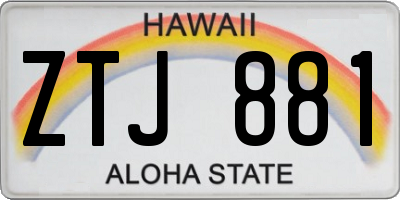 HI license plate ZTJ881