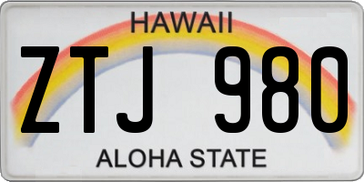 HI license plate ZTJ980