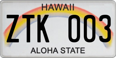 HI license plate ZTK003