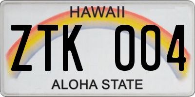 HI license plate ZTK004