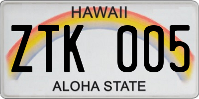 HI license plate ZTK005