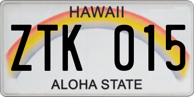HI license plate ZTK015