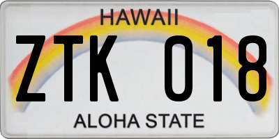 HI license plate ZTK018