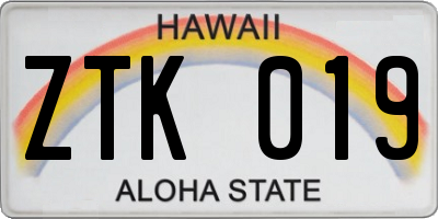HI license plate ZTK019