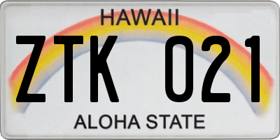 HI license plate ZTK021