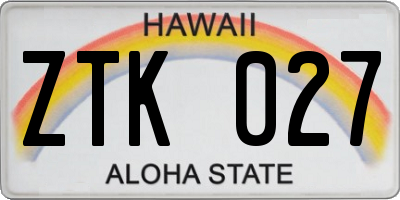 HI license plate ZTK027