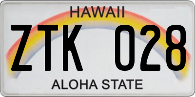 HI license plate ZTK028