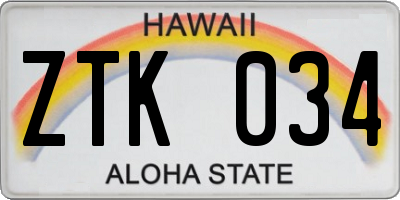 HI license plate ZTK034