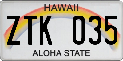 HI license plate ZTK035