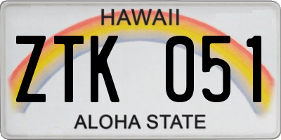 HI license plate ZTK051