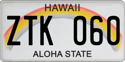 HI license plate ZTK060
