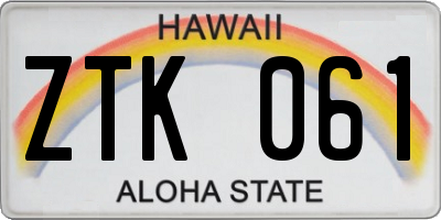 HI license plate ZTK061