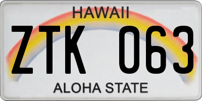 HI license plate ZTK063