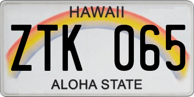 HI license plate ZTK065