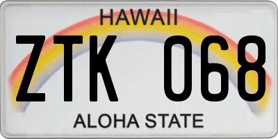HI license plate ZTK068