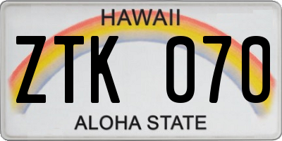HI license plate ZTK070