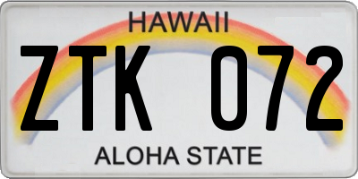 HI license plate ZTK072
