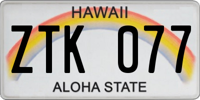 HI license plate ZTK077