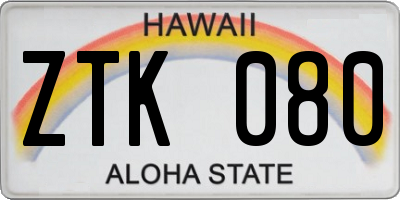 HI license plate ZTK080