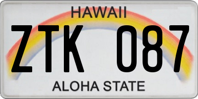 HI license plate ZTK087