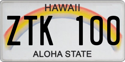 HI license plate ZTK100