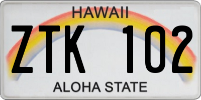 HI license plate ZTK102