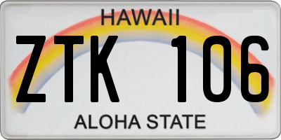 HI license plate ZTK106