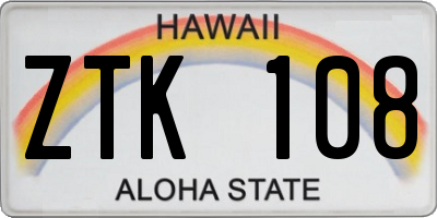 HI license plate ZTK108