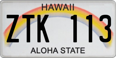 HI license plate ZTK113